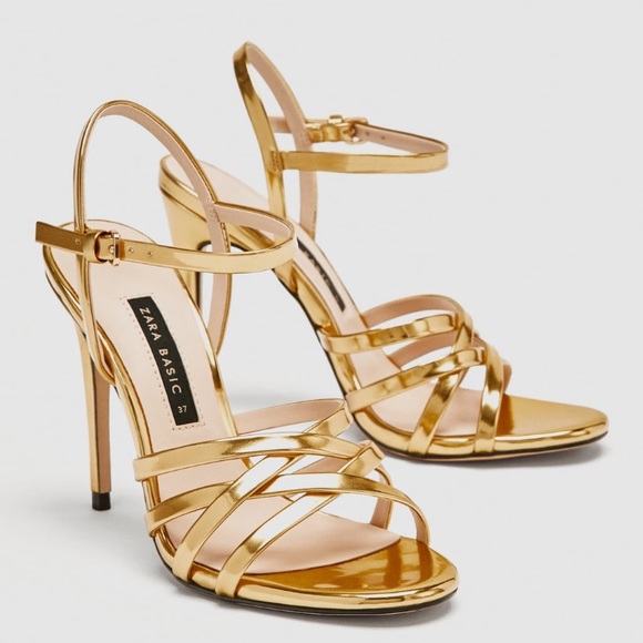 LAST ONE • NWT • Zara • Laminated Strappy Sandals - Picture 2 of 8